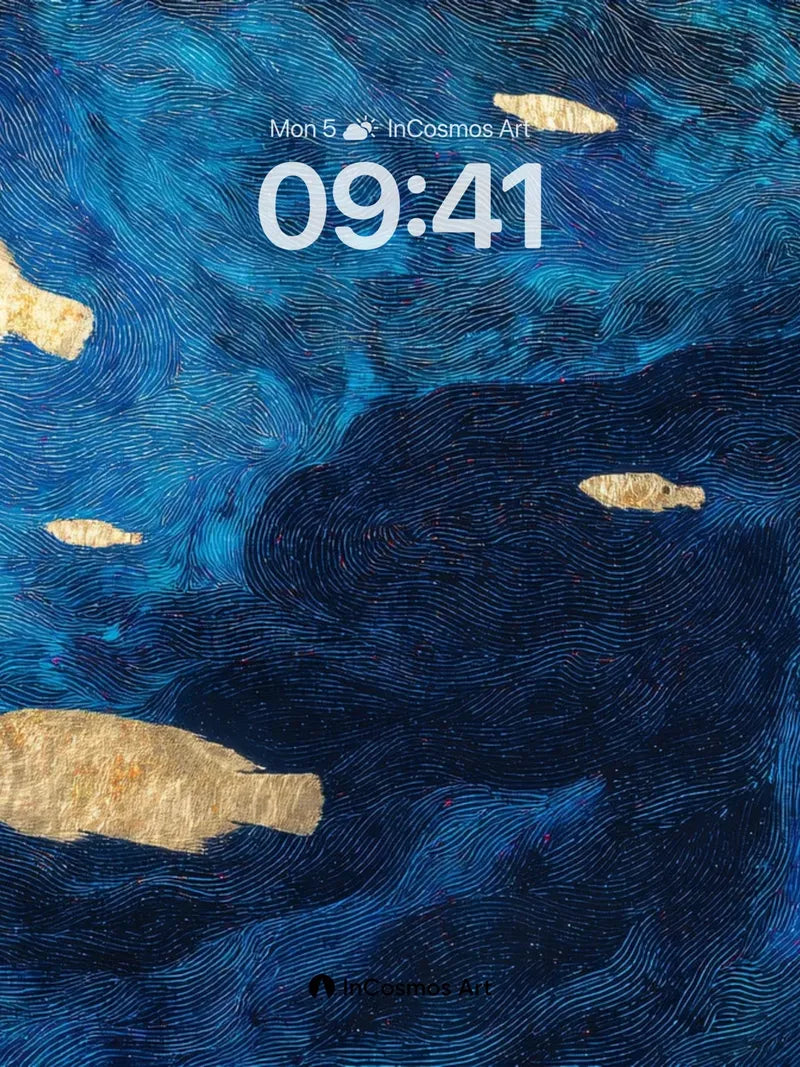 Luminous Depths Wallpaper with Golden Fish