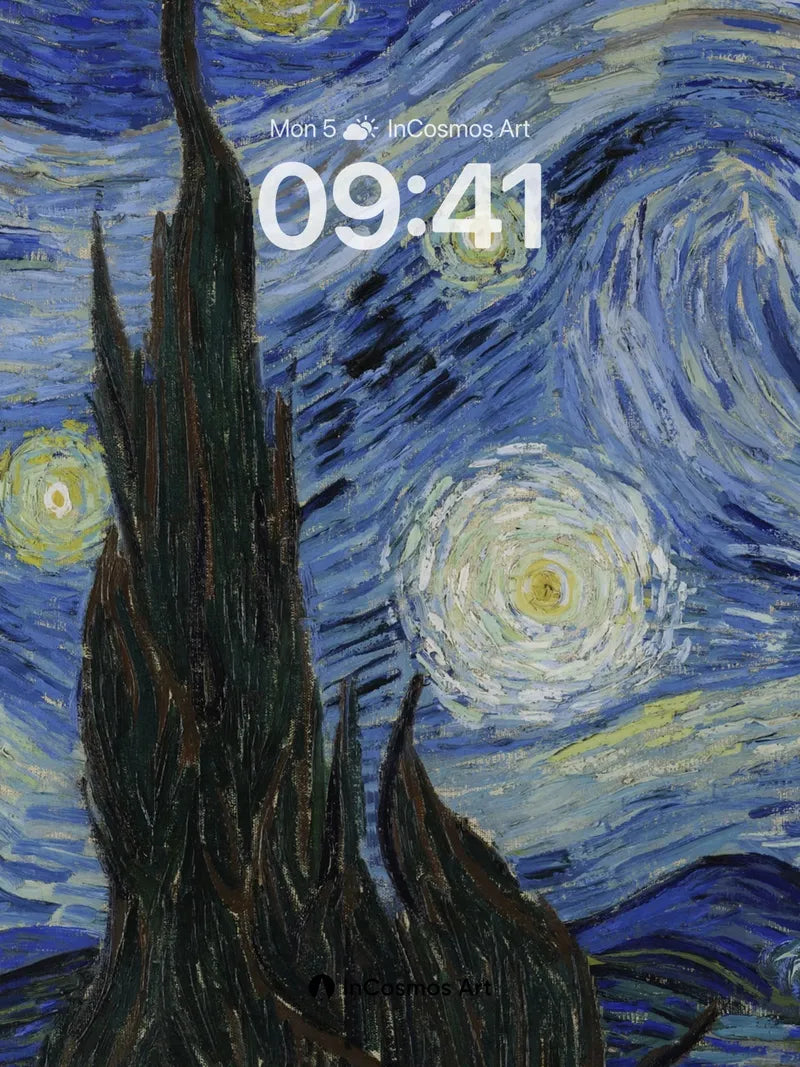 Whirling Night Sky Wallpaper with Cypress Flame