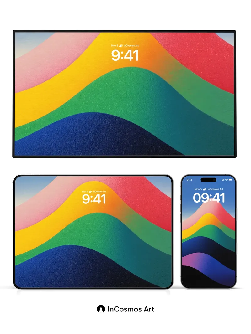 Surreal Rainbow Peaks Wallpaper with Gradient Flow