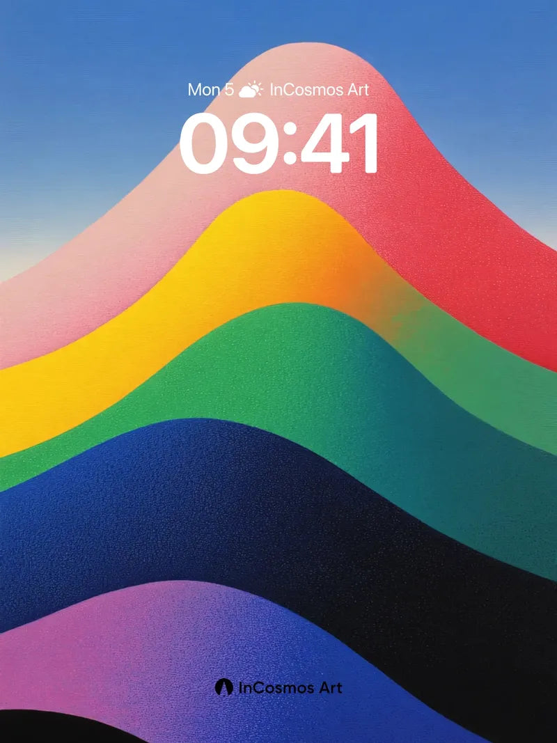 Surreal Rainbow Peaks Wallpaper with Gradient Flow