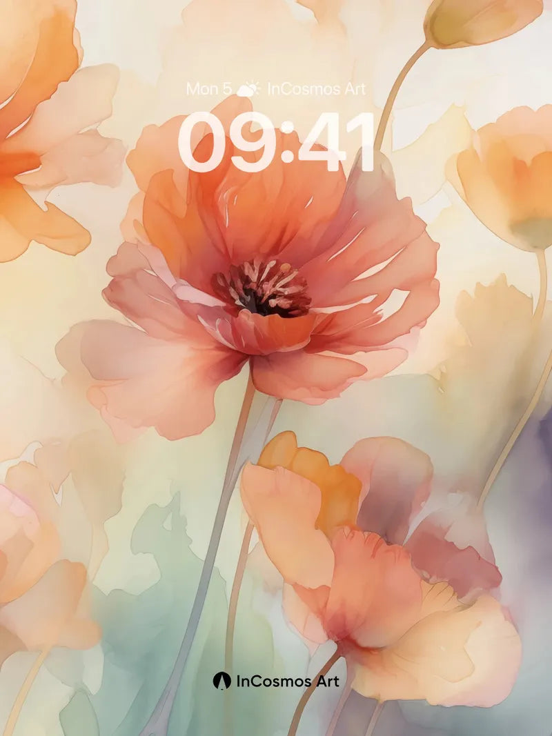 Soft Ember Wallpaper with Watercolor Petals