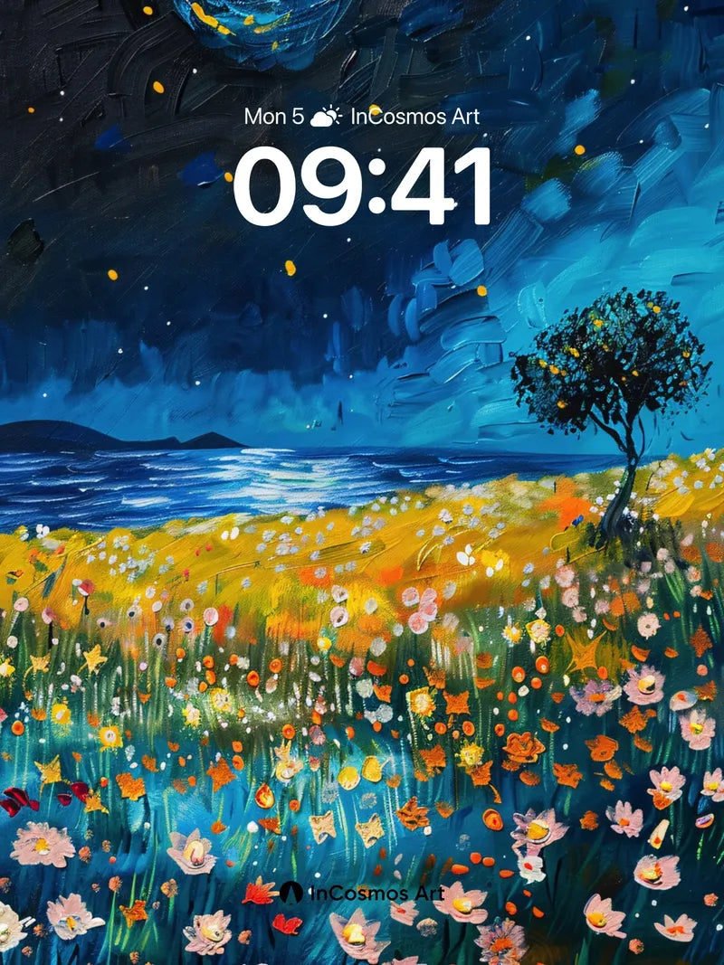 Starry Field Wallpaper with Lunar Whirl wallpaper for iPhone, iPad & Mac