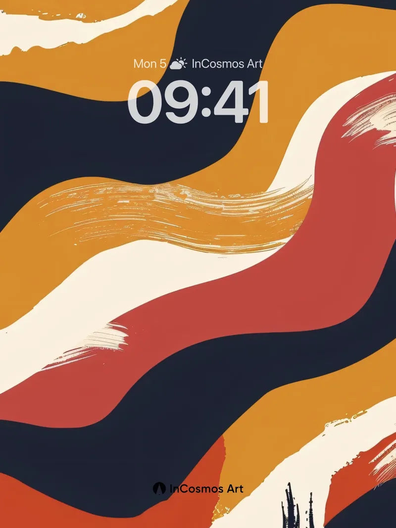 Rhythmic Brushstroke Wallpaper with Warm Currents