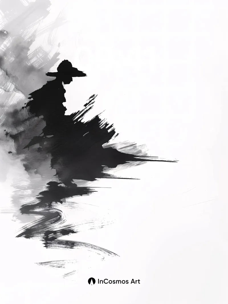 Ink Shadow Wallpaper with Floating Reflection