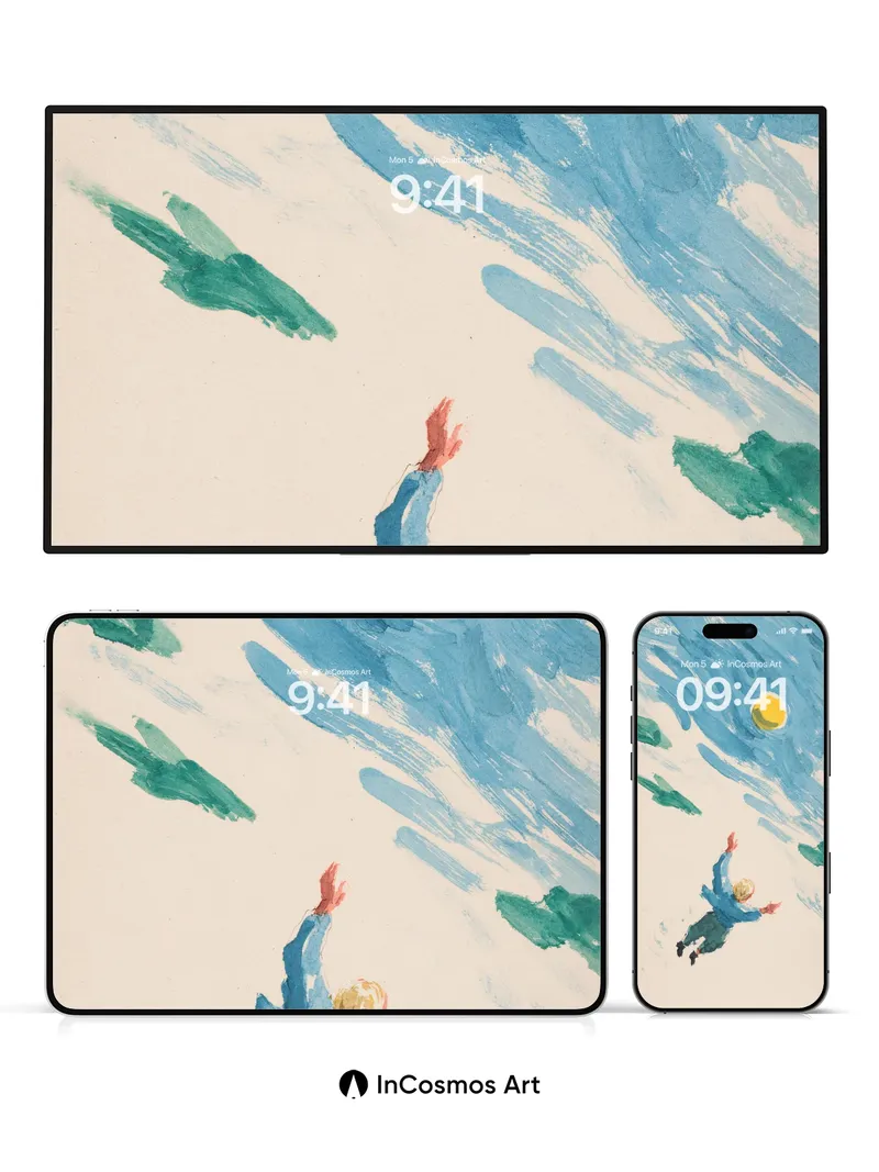 Skyward Leap Wallpaper with Sunlit Swirls