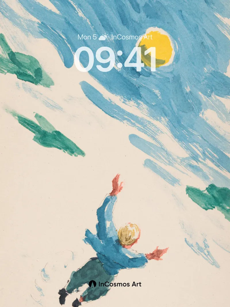 Skyward Leap Wallpaper with Sunlit Swirls