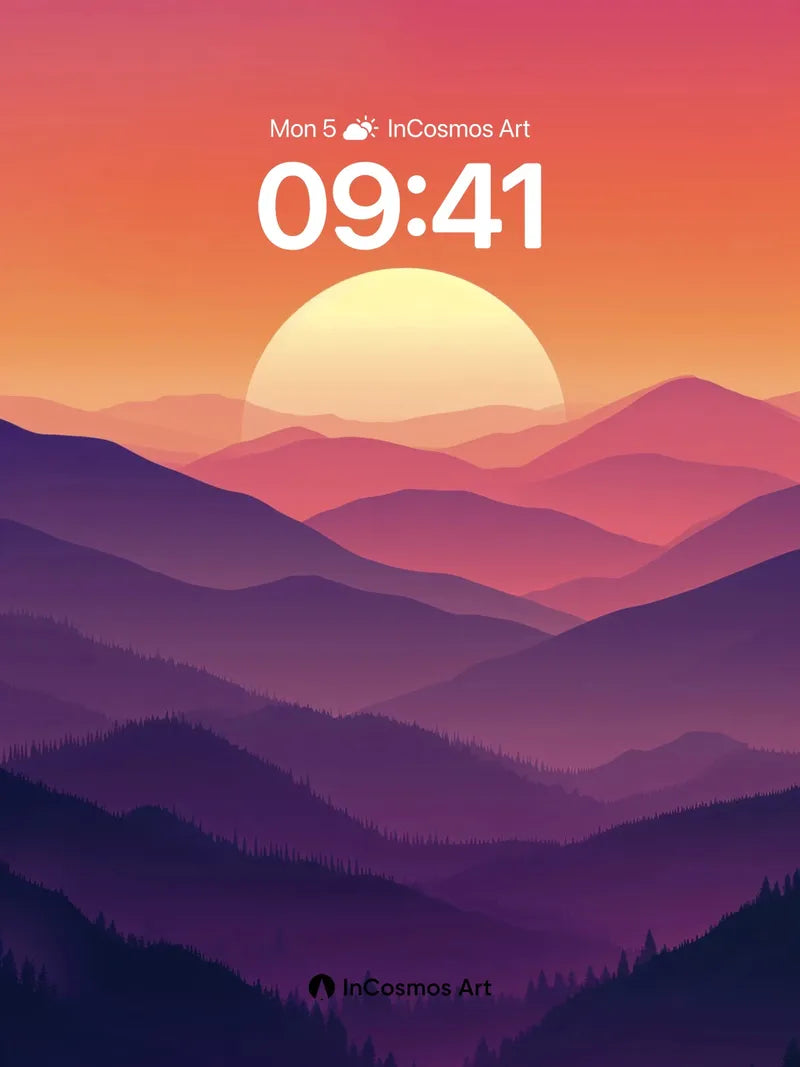 Serenity Horizon Wallpaper with Gradient Mountains