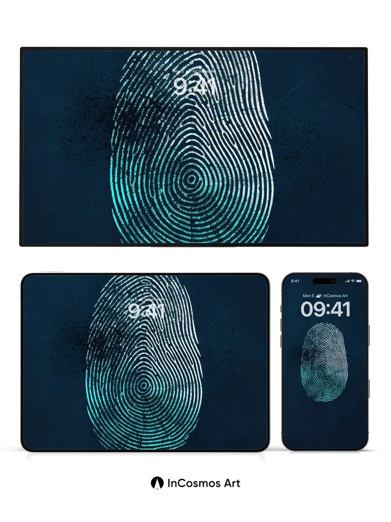 Cyan Circuit Wallpaper with Fingerprint Echo