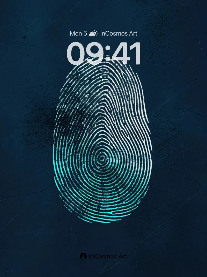 Cyan Circuit Wallpaper with Fingerprint Echo