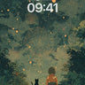 Starry Pathway Wallpaper with Whispering Fireworks wallpaper for iPhone, iPad & Mac