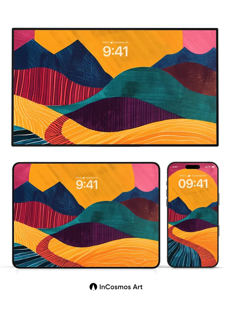 Crimson Horizon Wallpaper with Sun-Scorched Lines