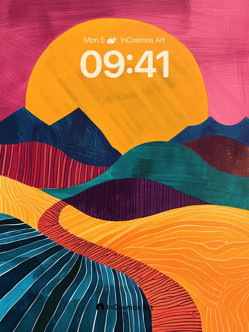 Crimson Horizon Wallpaper with Sun-Scorched Lines