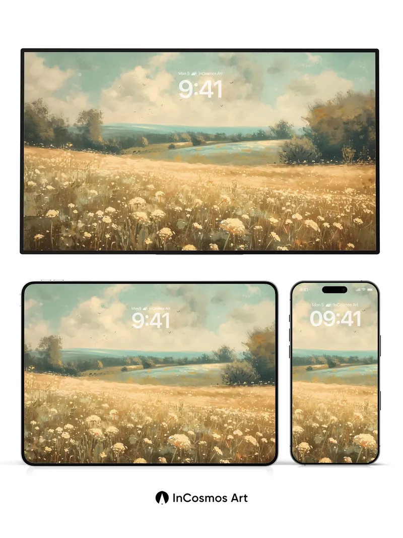 Golden Hush Wallpaper with Whispering Daisies