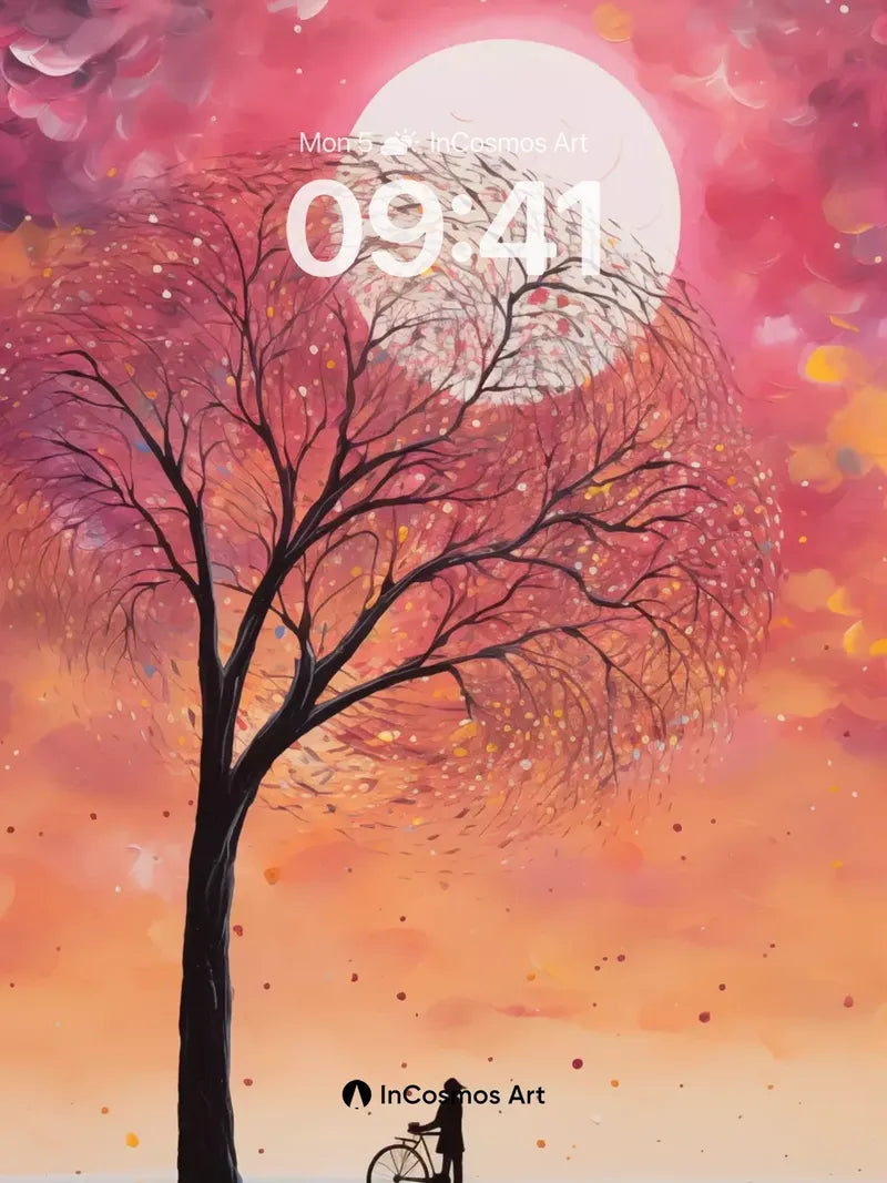 Surreal Solitude Wallpaper with Lunar Tree
