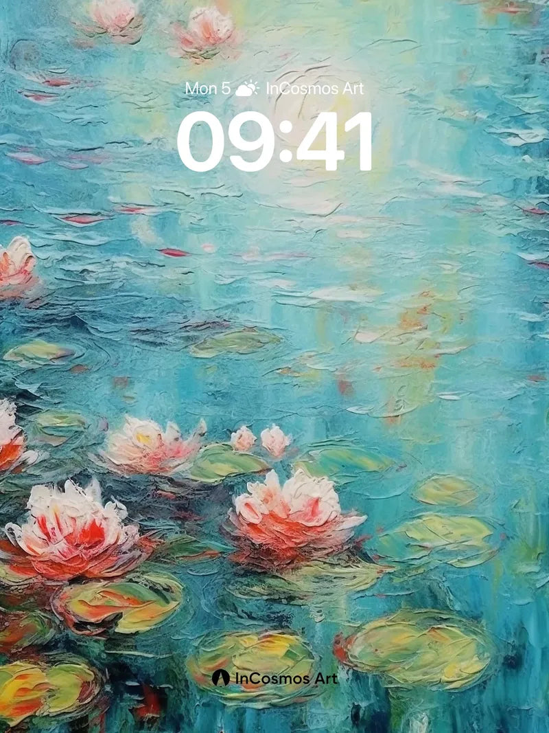 Luminous Waterlily Wallpaper with Monet's Touch wallpaper for iPhone, iPad & Mac