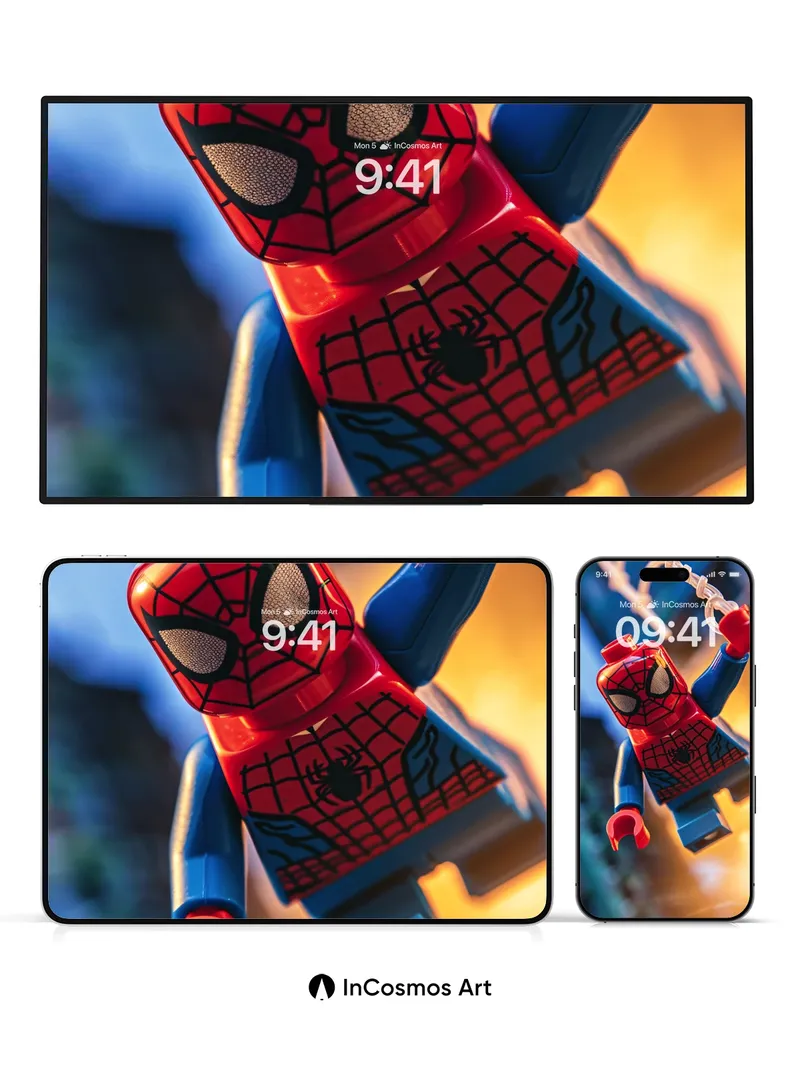 Playful Web-Swing Wallpaper with Lego Marvel Magic