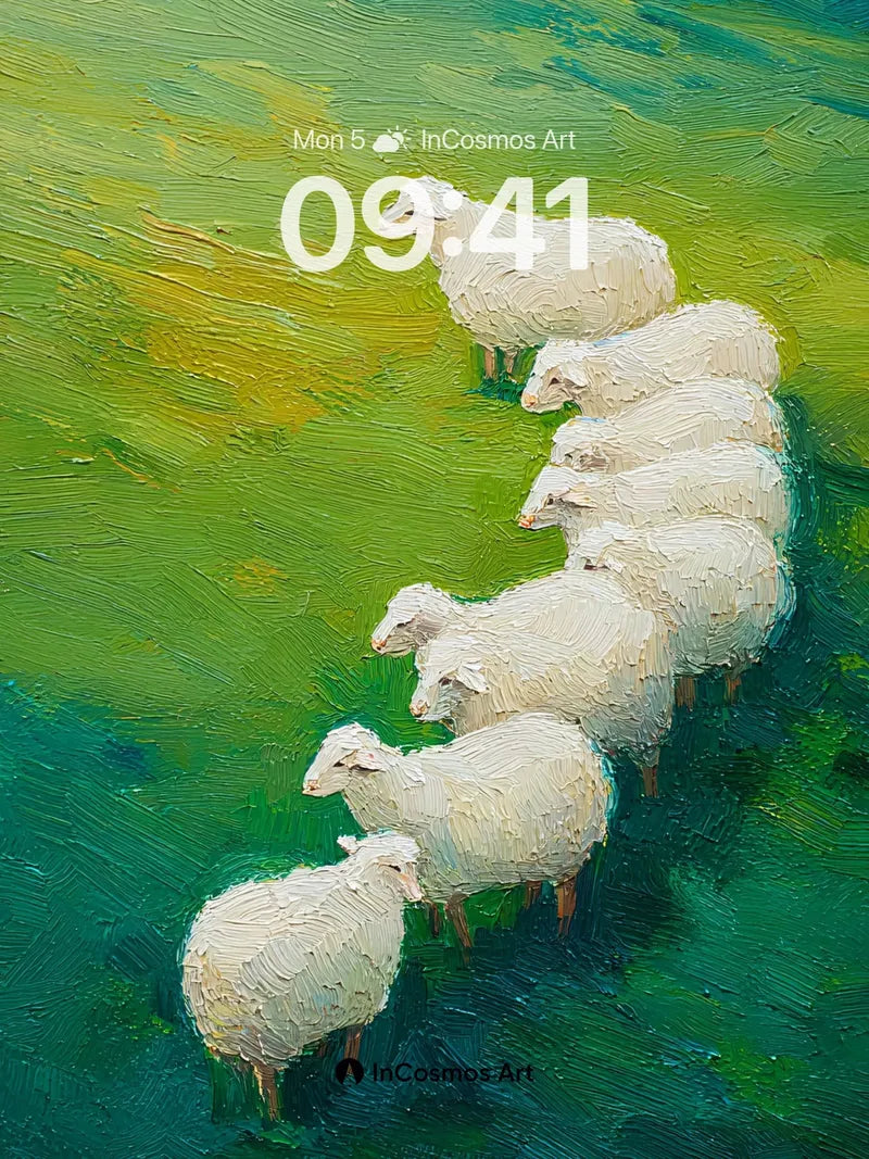 Serene Wool Trail Wallpaper with Impressionist Brushwork wallpaper for iPhone, iPad & Mac