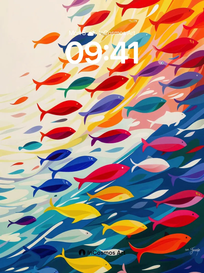 Rainbow Surge Wallpaper with Oceanic Pulse