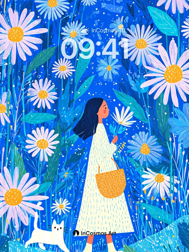 Luminous Meadow Wallpaper with Whispering Daisies wallpaper for iPhone, iPad & Mac