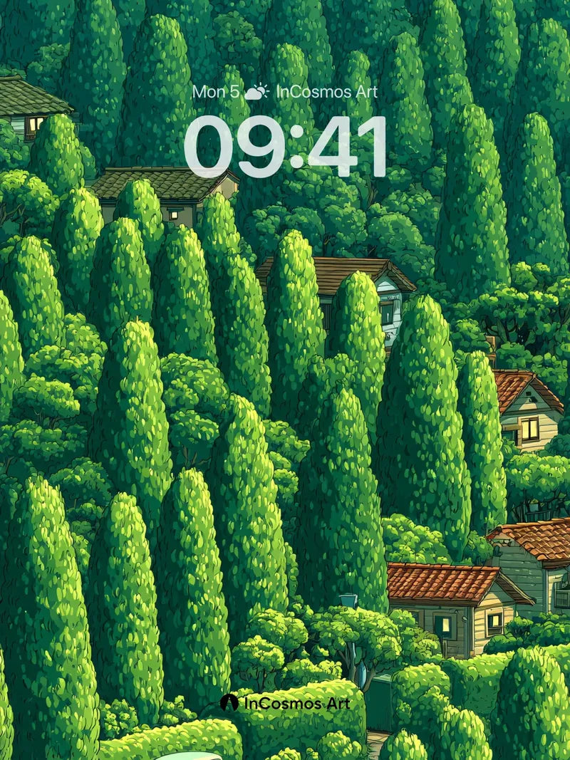 Whispering Canopy Wallpaper with Hidden Homes wallpaper for iPhone, iPad & Mac