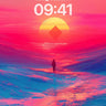 Crimson Horizon Wallpaper with Frozen Light Path wallpaper for iPhone, iPad & Mac
