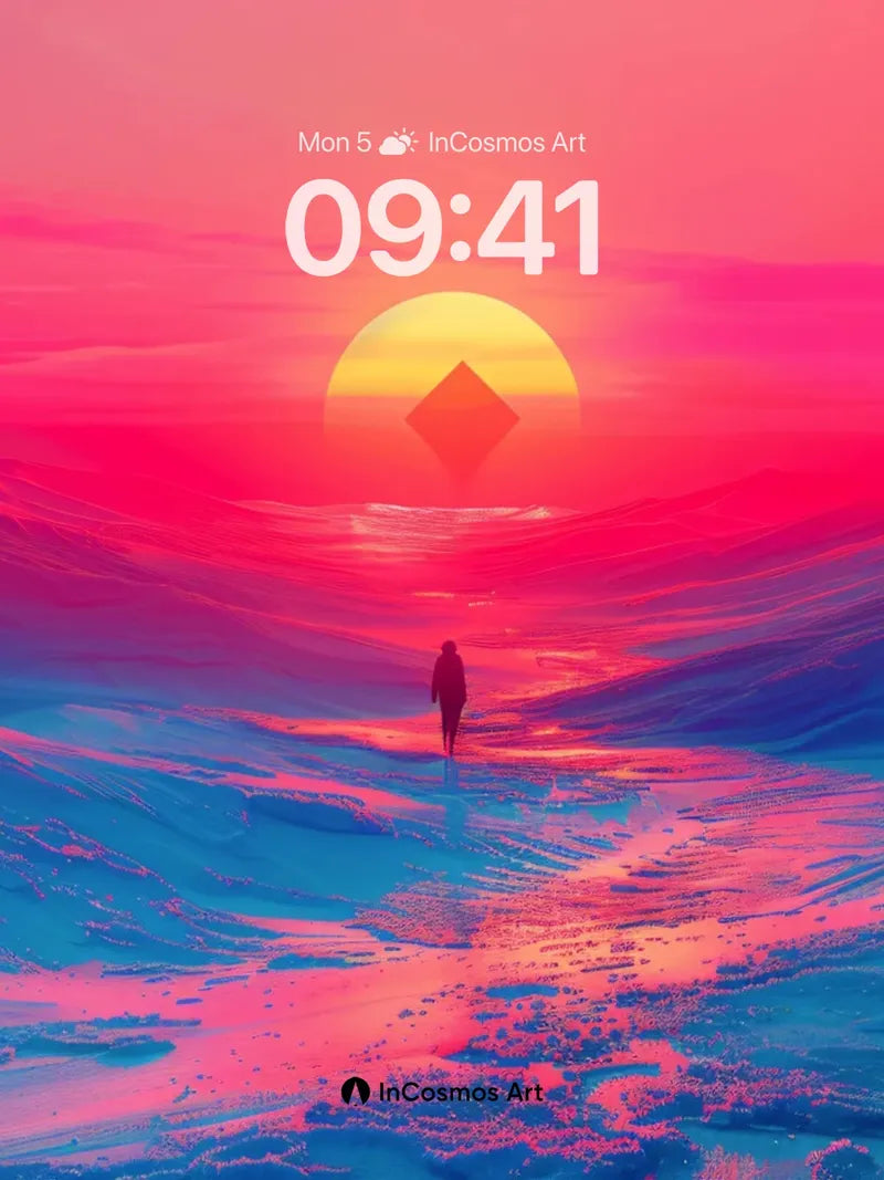 Crimson Horizon Wallpaper with Frozen Light Path