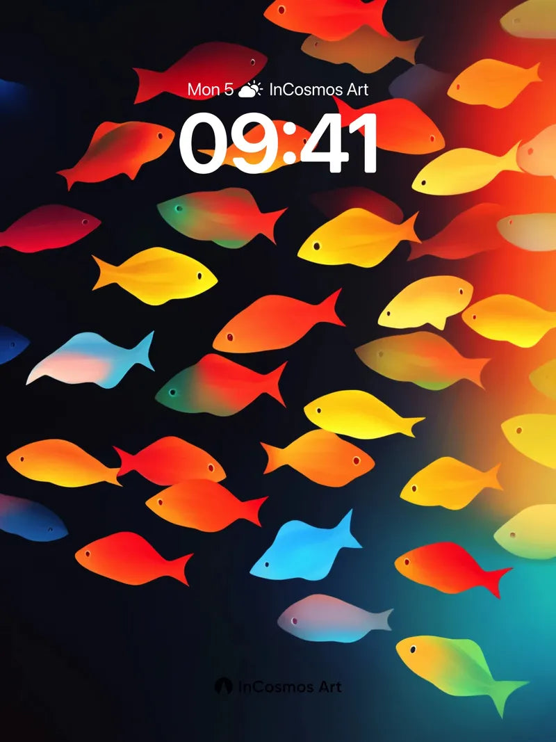 Luminous School Wallpaper with Rainbow Currents wallpaper for iPhone, iPad & Mac
