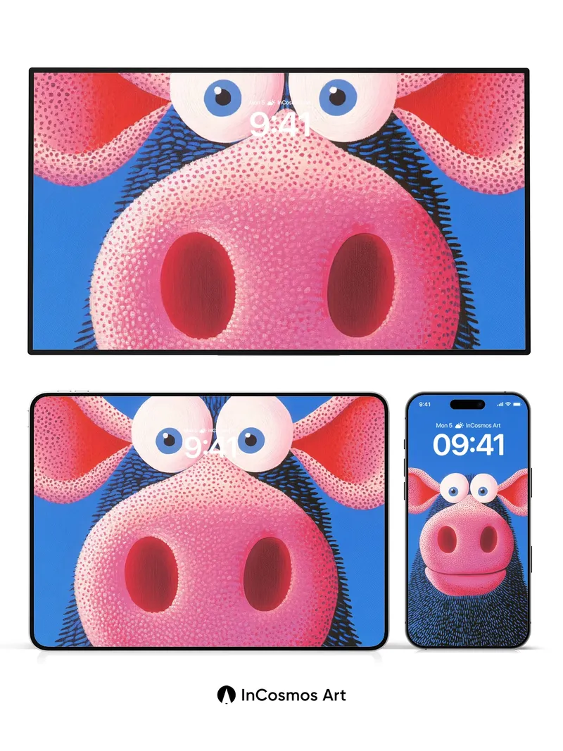 Playful Pig Snout Wallpaper with Polka-Dot Whimsy