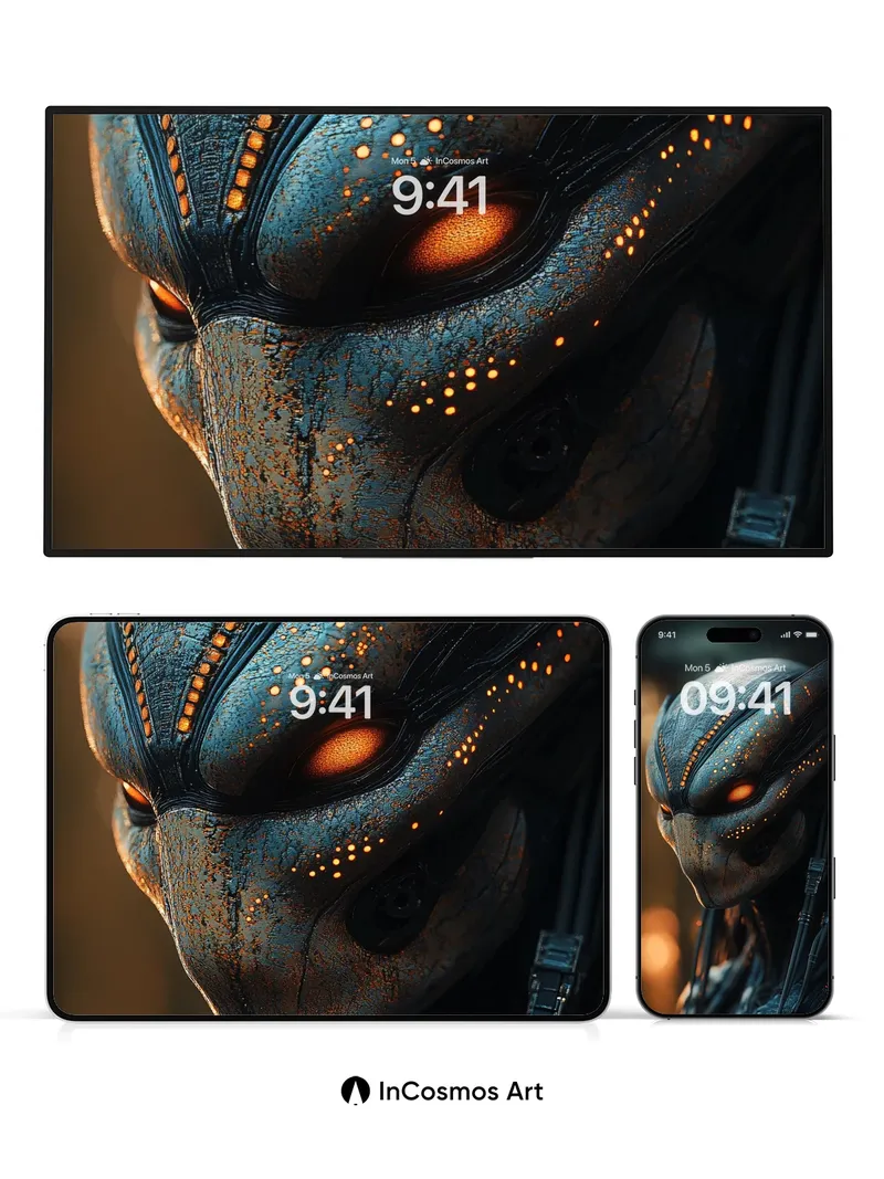 Obsidian Predator Wallpaper with Glowing Circuits