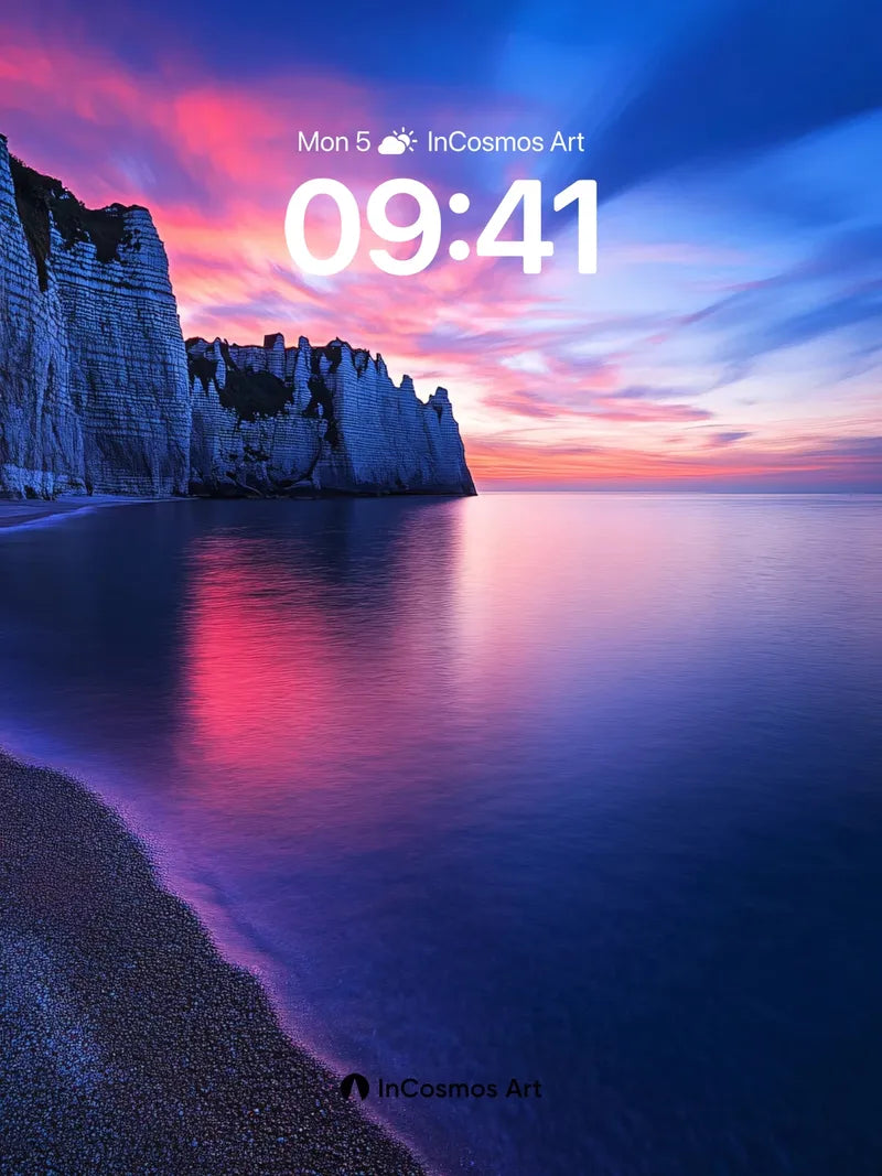 Crimson Horizon Wallpaper with Luminous Cliffs wallpaper for iPhone, iPad & Mac