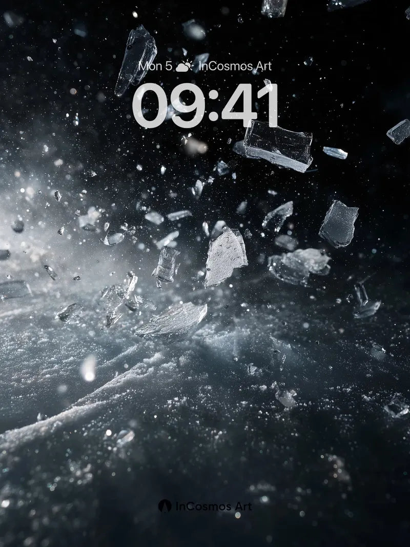 Shattered Frost Wallpaper with Floating Fragments