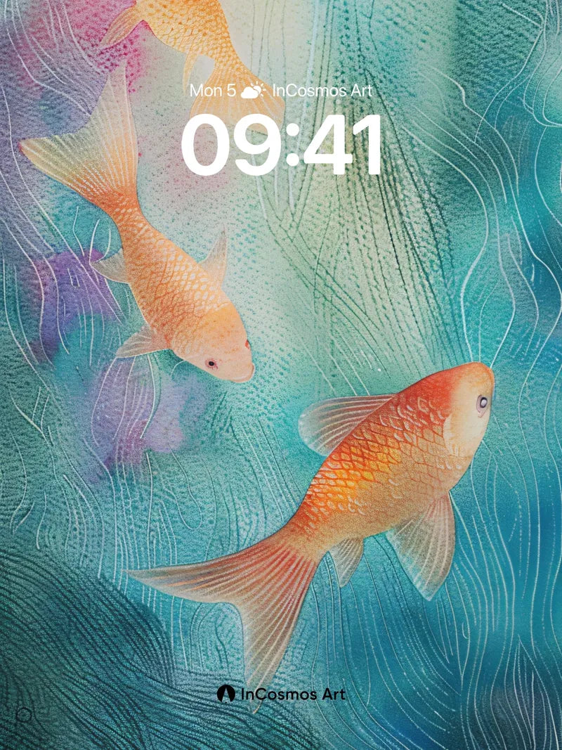 Serene Koi Wallpaper with Ethereal Water Trails wallpaper for iPhone, iPad & Mac