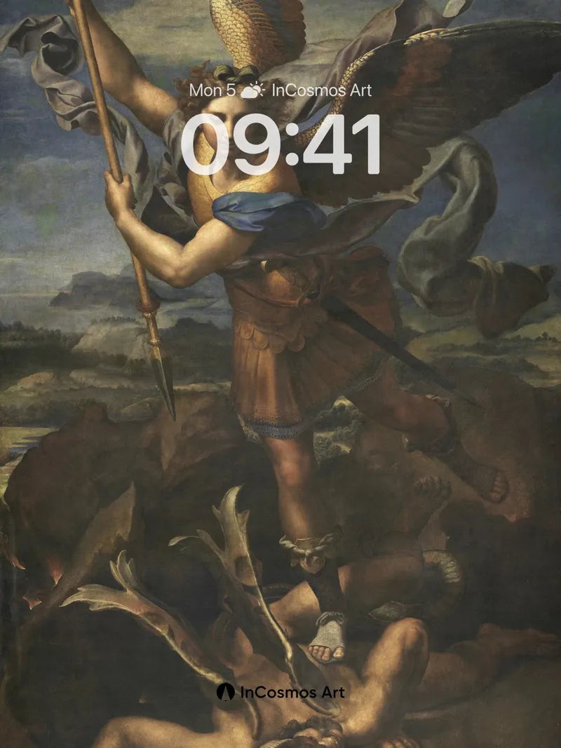 Triumphant Angel Wallpaper with Fallen Serpent