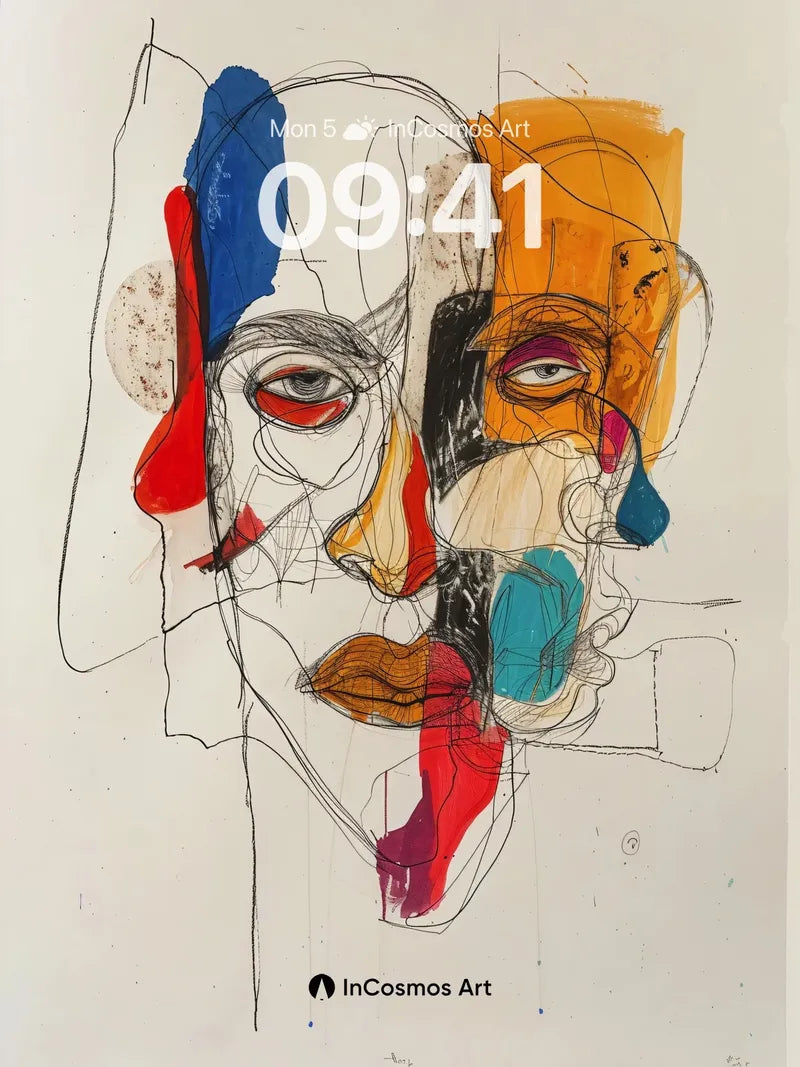 Fragmented Gaze Wallpaper with Cubist Echoes wallpaper for iPhone, iPad & Mac
