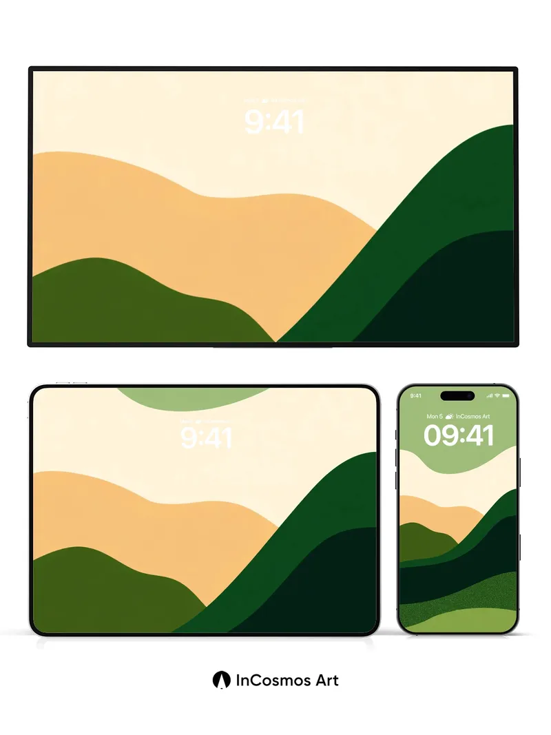 Serenity Ridge Wallpaper with Earth-Toned Waves