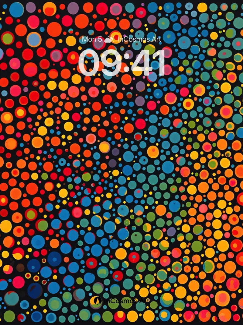 Cosmic Polka Dot Wallpaper with Rainbow Pulse