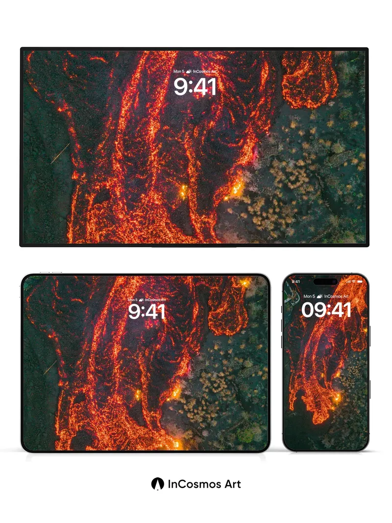 Incandescent River Wallpaper with Lava Flow