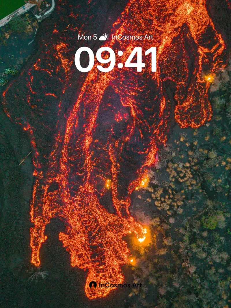 Incandescent River Wallpaper with Lava Flow