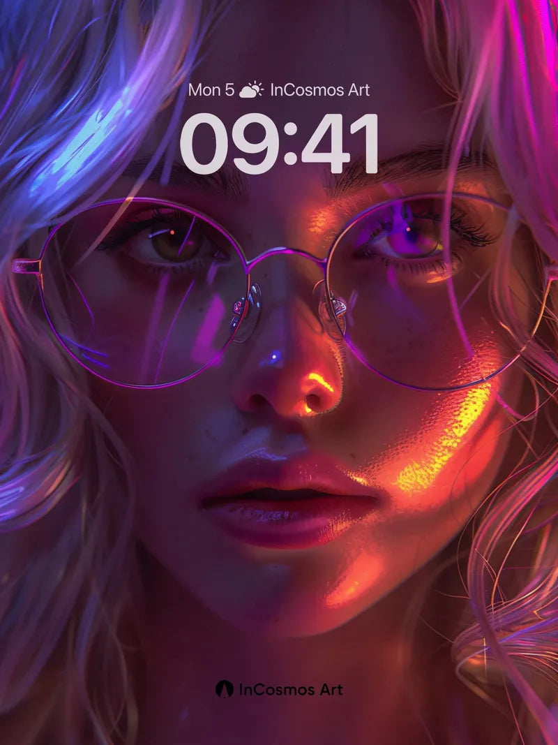 Neon Mirage Wallpaper with Holographic Eyes