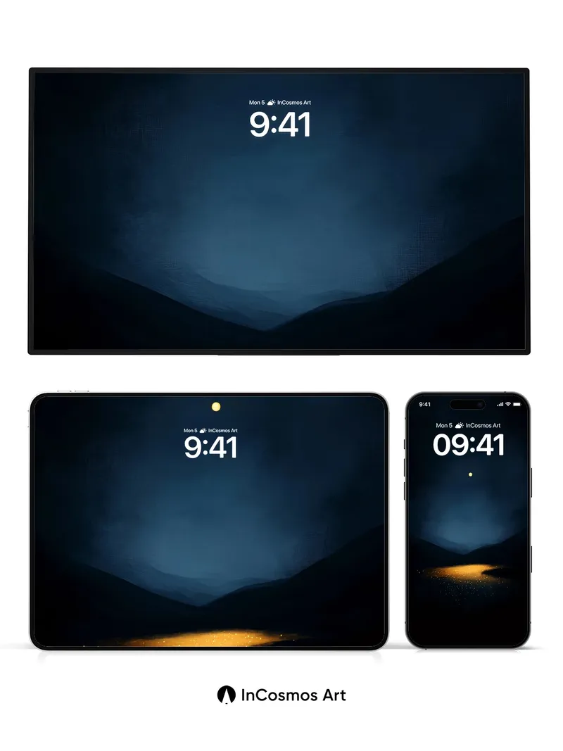 Moonlit Stillness Wallpaper with Golden Reflections