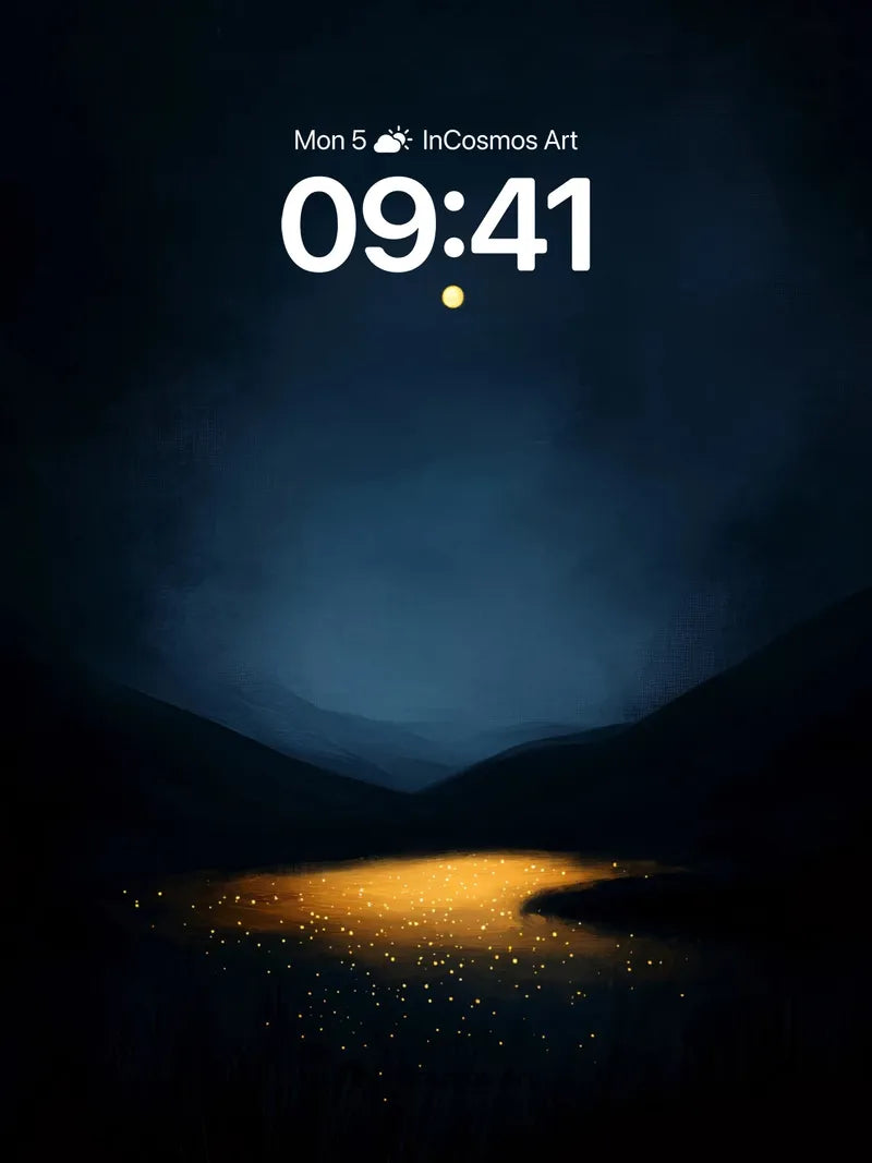 Moonlit Stillness Wallpaper with Golden Reflections