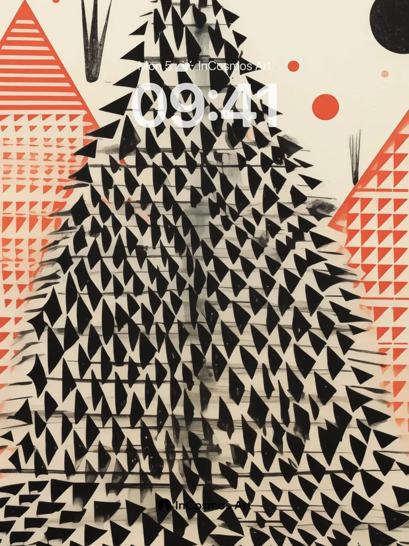 Geometric Forest Wallpaper with Cosmic Echoes