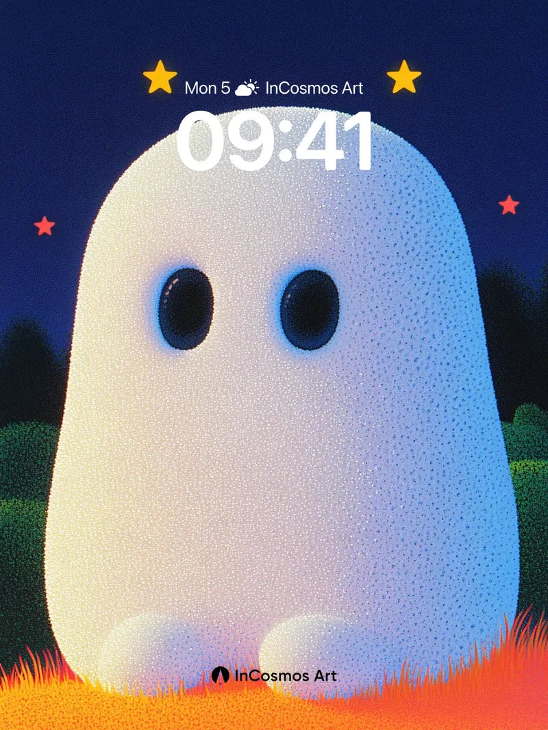 Luminous Ghost Wallpaper with Starlit Eyes wallpaper for iPhone, iPad & Mac