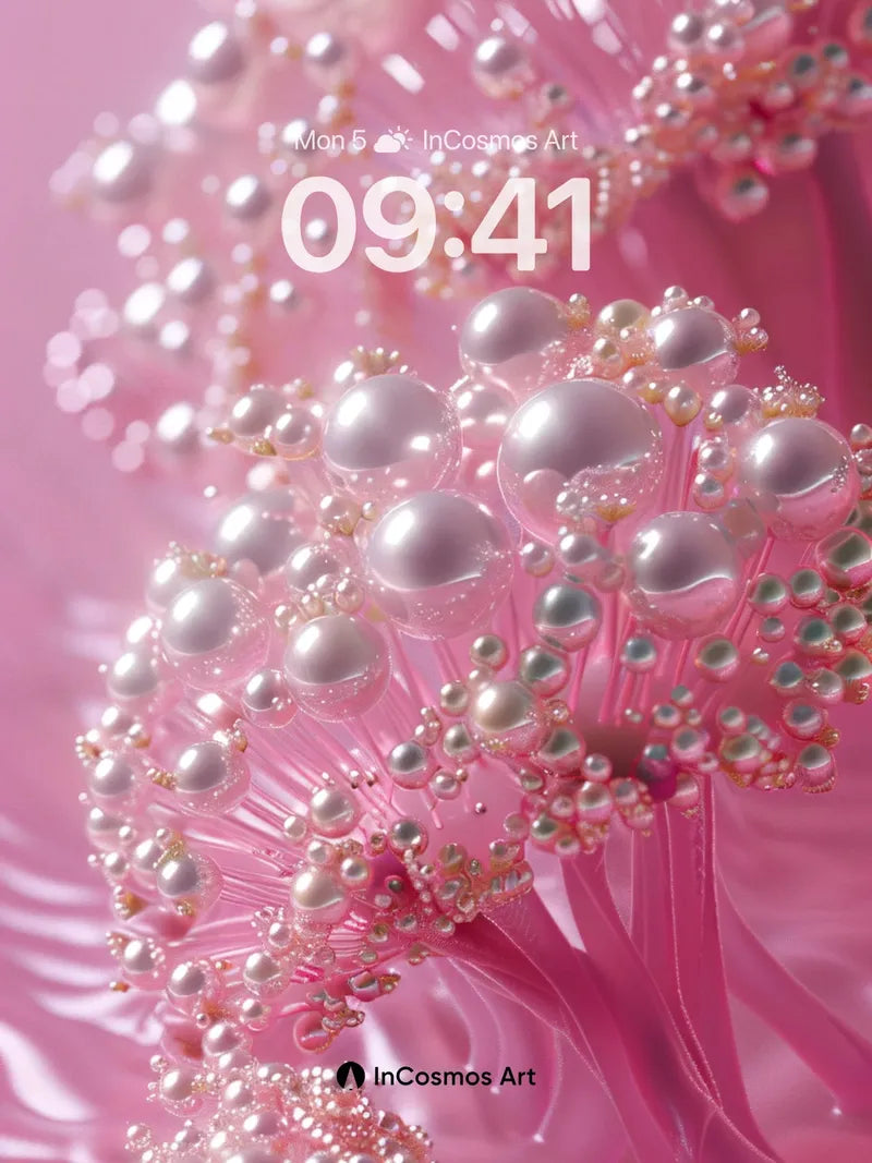 Luminous Pearl Vine Wallpaper with Ethereal Pink Veins wallpaper for iPhone, iPad & Mac