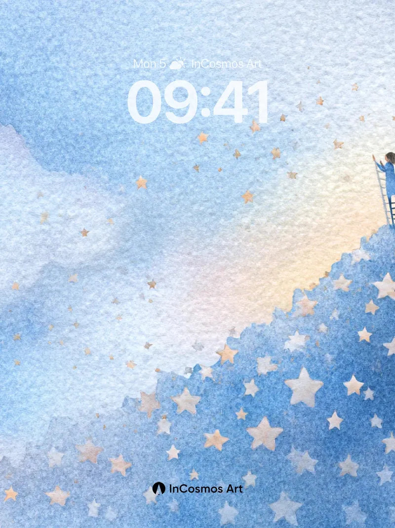 Starry Summit Wallpaper with Ladder to Sky wallpaper for iPhone, iPad & Mac