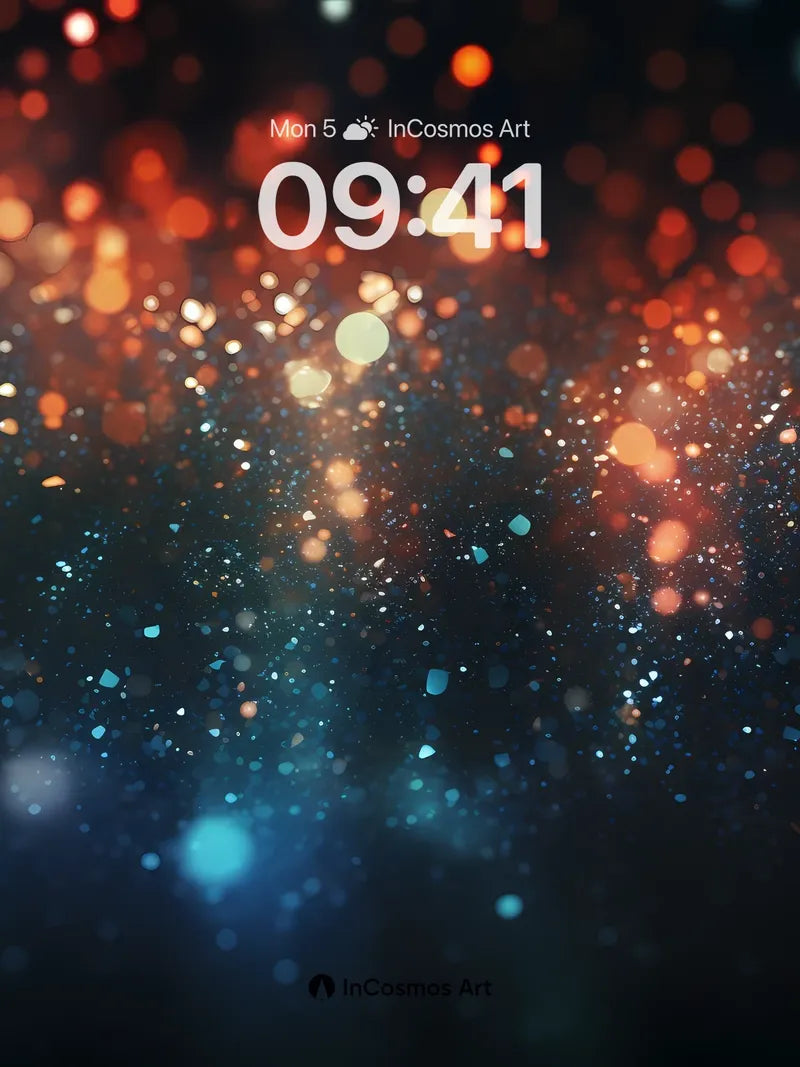 Cosmic Ember Wallpaper with Floating Light Dust