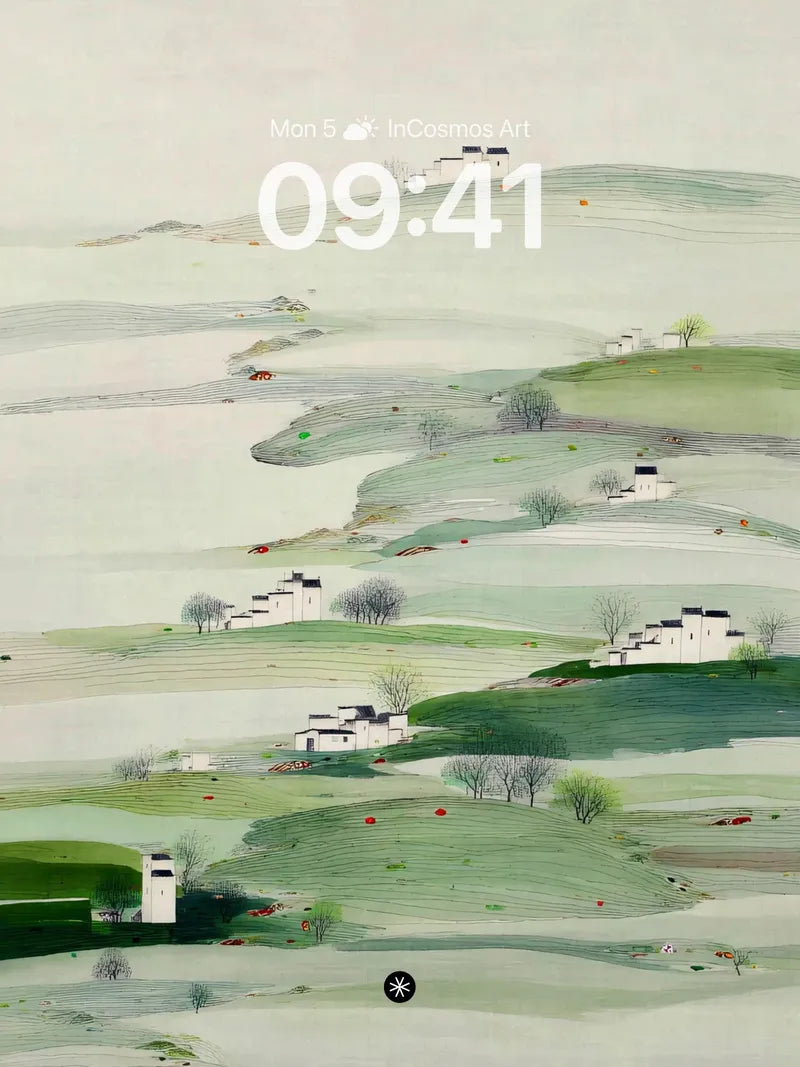 Serene Mist Wallpaper with Layered Hills wallpaper for iPhone, iPad & Mac