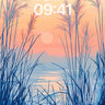 Serenity Reeds Wallpaper with Sunset Hush wallpaper for iPhone, iPad & Mac