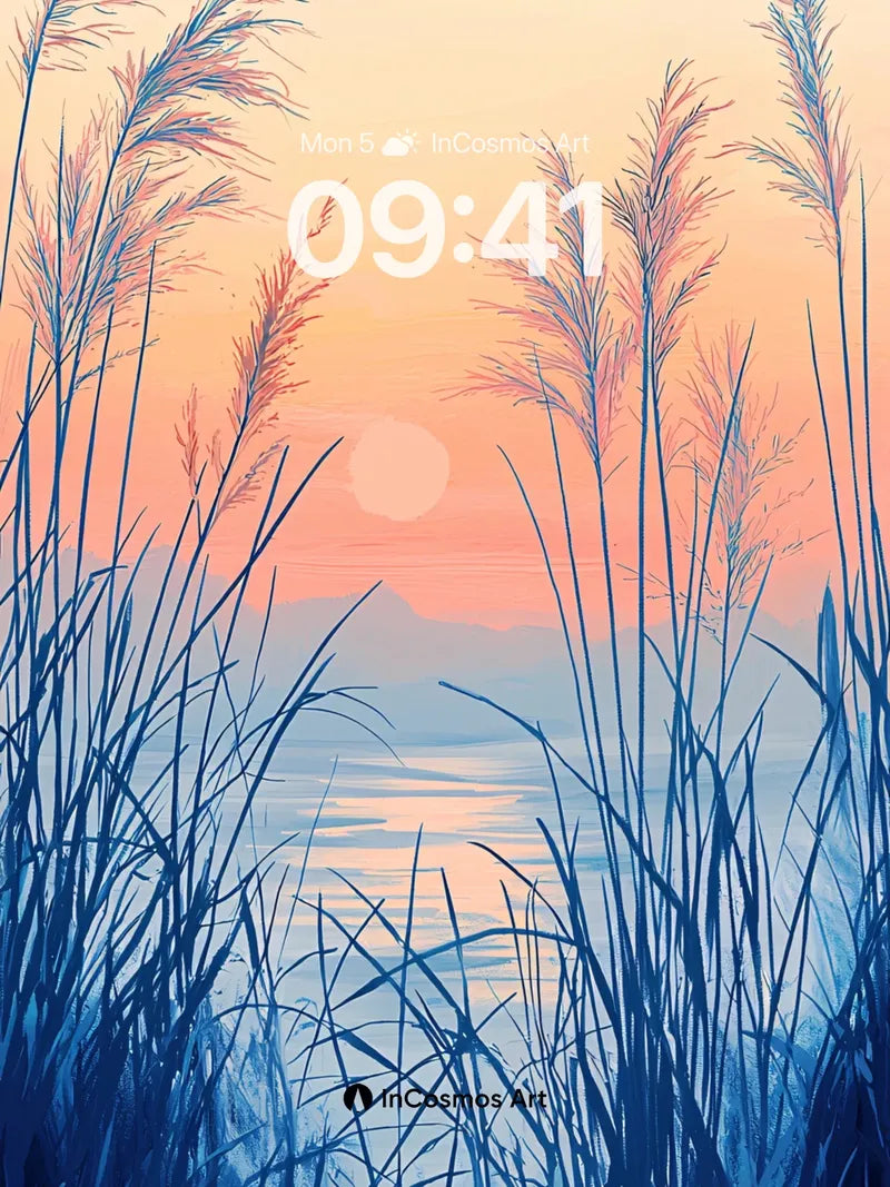 Serenity Reeds Wallpaper with Sunset Hush