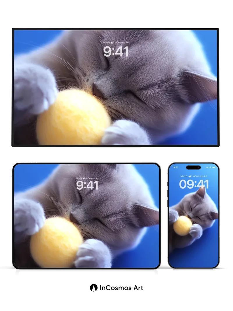 Serenity Ball Wallpaper with Feline Embrace